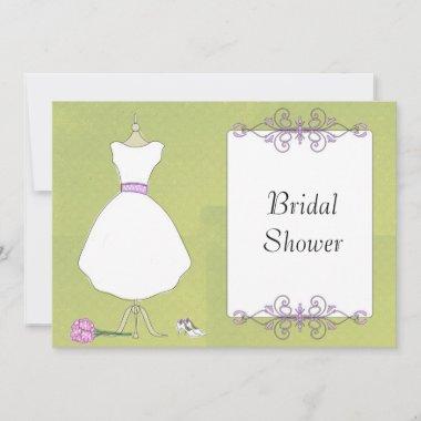KRW Modern Wedding Dress Bridal Shower Invitations