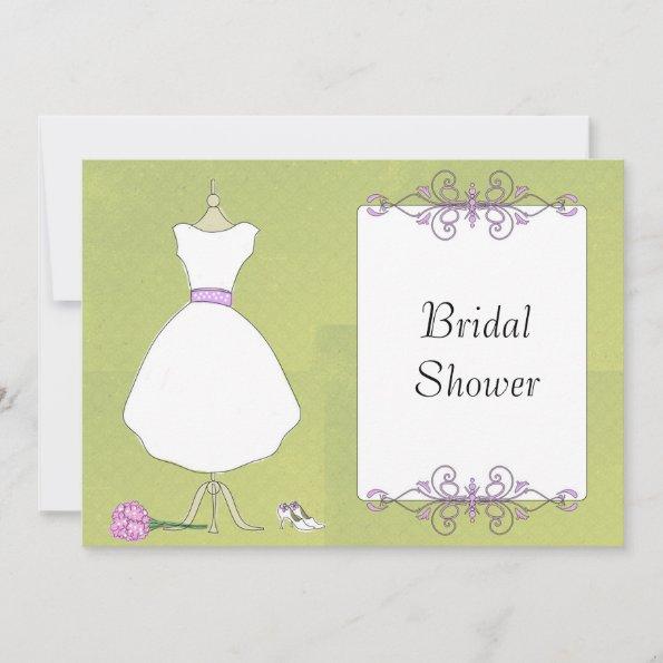 KRW Modern Wedding Dress Bridal Shower Invitations