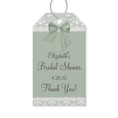 Lace and Sage Green Bow  Guest Favor Gift Tags