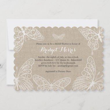 Lace Butterflies Bridal Shower Invitations
