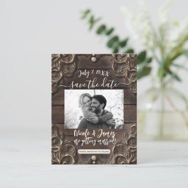 Lace & Dark Wood Rustic Vintage Save the Date Invitations