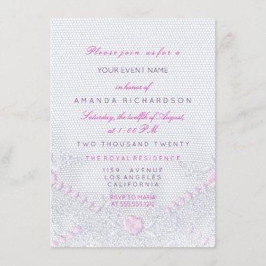 Lace Pink White New Baby Shower Girl Invitations