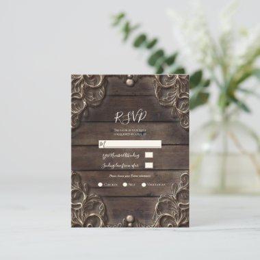 Lace & Wood Rustic Vintage Wedding Reply RSVP Invitations