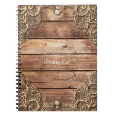 Lace Wood Rustic Vintage Western Elegant Farmhouse Notebook