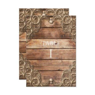 Lace Wood Rustic Vintage Western Table Number