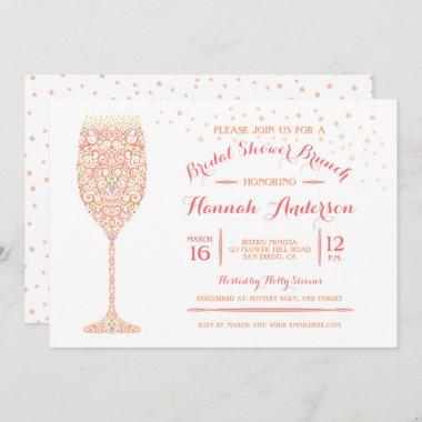 Lacy Champagne Bridal Shower Brunch Invitations