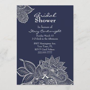 Lacy Floral Henna Mandala Bridal Shower Invitations