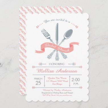 Lacy Fork Knife Spoon Bridal Brunch Invitations