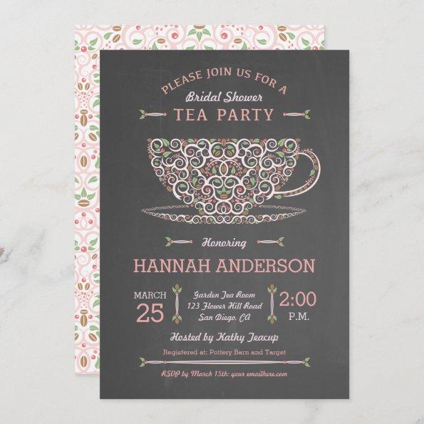 Lacy Teacup Bridal Shower Tea Party Invitations I