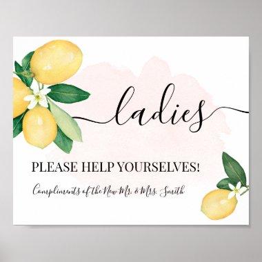 Ladies Powder Room Wedding Reception Lemons Pink Poster