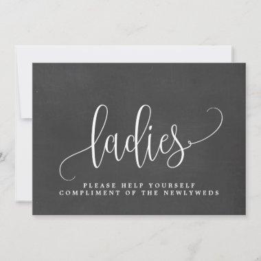 Ladies Wedding Bathroom Sign - Lovely Calligraphy Announcement