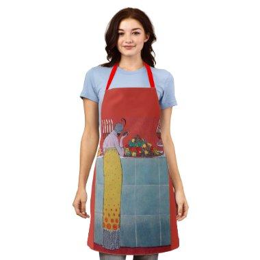 LADY AND FRUITS TABLE SET ART DECO BEAUTY FASHION APRON