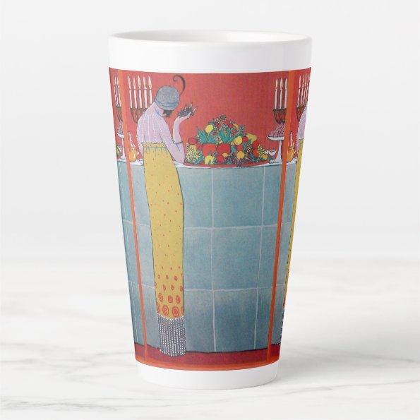 LADY AND FRUITS TABLE SET ART DECO BEAUTY FASHION LATTE MUG
