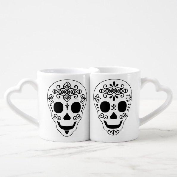 Lady and Gent Sugar Skull by Leslie Peppers Coffee Mug Set