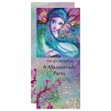 LADY BLUE MASK Elegant Masquerade Party Programme