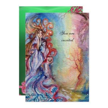 LADY OF LAKE , vibrant blue pink gem green