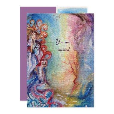 LADY OF LAKE vibrant bright blue pink violet white Invitations