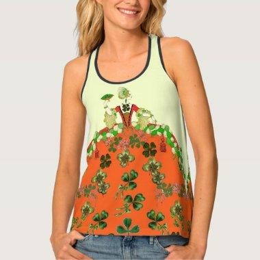 LADY ORANGE AND SHAMROCKS St. Patricks Day Party Tank Top