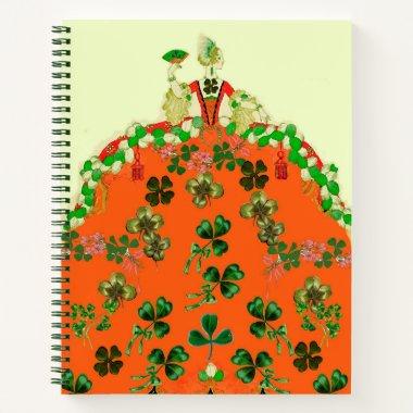 LADY ORANGE,SHAMROCKS ART DECO St. Patricks Day Notebook