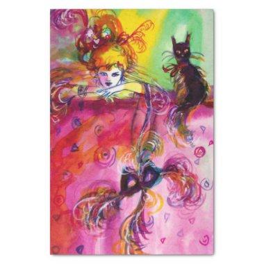 LADY WITH BLACK CAT AND MASK / Venetian Masquerade Tissue Paper