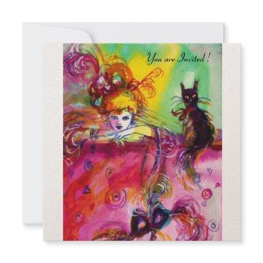 LADY WITH BLACK CAT /Mardi Gras Masquerade Party