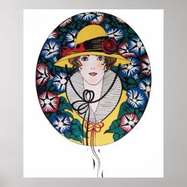 Lady with Morning Glories Poster