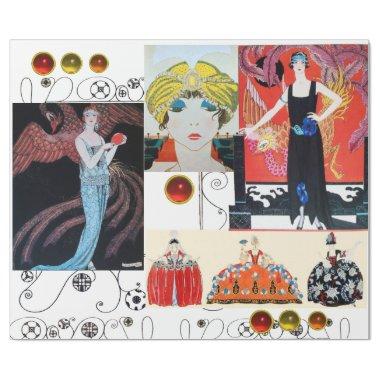 LADY WITH PHOENIX ,ART DECO BEAUTY FASHION COSTUME WRAPPING PAPER