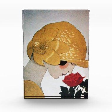 LADY WITH RED ROSE ACRYLIC AWARD