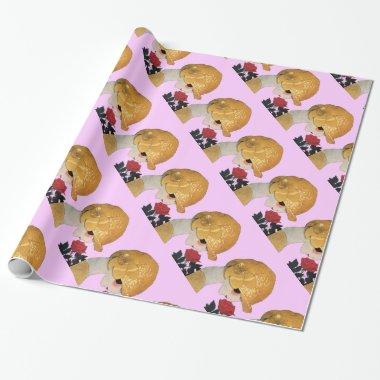 LADY WITH RED ROSE / Beauty Fashion ,Lilac Wrapping Paper