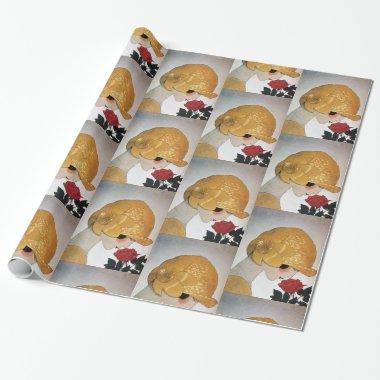 LADY WITH RED ROSE / Beauty Fashion Wrapping Paper