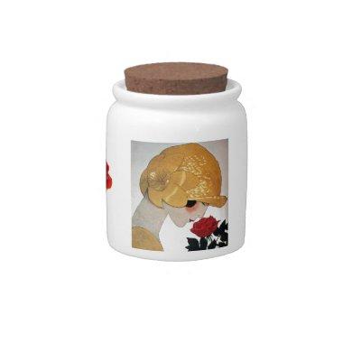 LADY WITH RED ROSE CANDY JAR