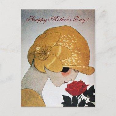 LADY WITH RED ROSE Happy Mother's Day PostInvitations