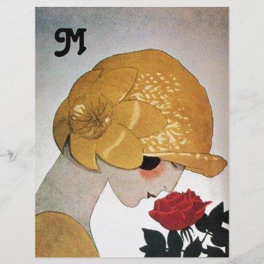 LADY WITH RED ROSE MONOGRAM