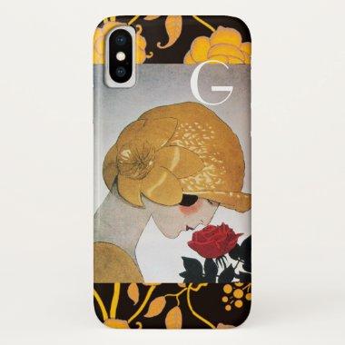 LADY WITH RED ROSE MONOGRAM iPhone X CASE