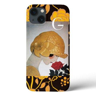 LADY WITH RED ROSE MONOGRAM iPhone 13 CASE