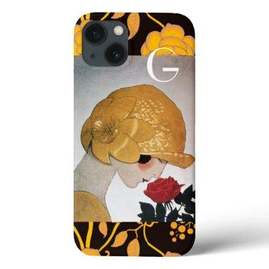 LADY WITH RED ROSE MONOGRAM iPhone 13 CASE
