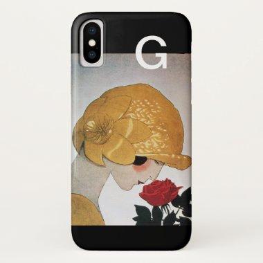 LADY WITH RED ROSE MONOGRAM iPhone X CASE