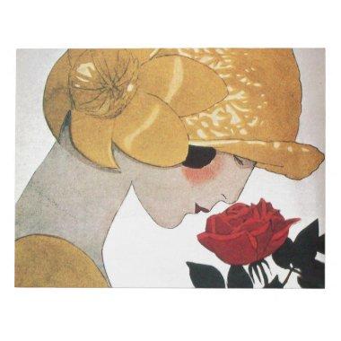 LADY WITH RED ROSE NOTEPAD