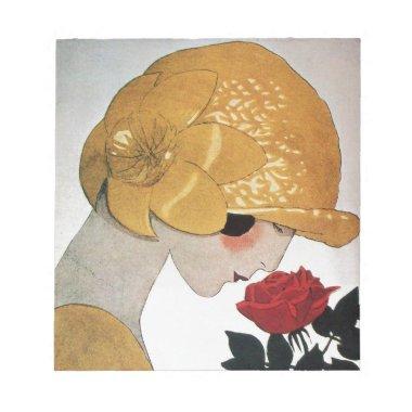 LADY WITH RED ROSE NOTEPAD