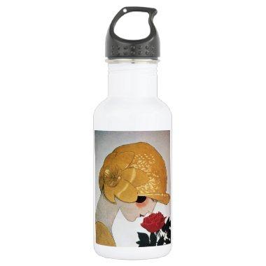LADY WITH RED ROSE STAINLESS STEEL WATER BOTTLE