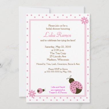 Ladybug Flower Dot Bridal Shower Invite