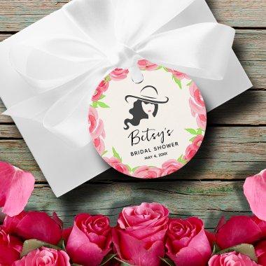 Lady's Hat Watercolor Roses Derby  Favor Tags
