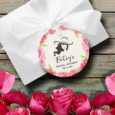 Lady's Hat Watercolor Roses Derby Bridal Shower Favor Tags