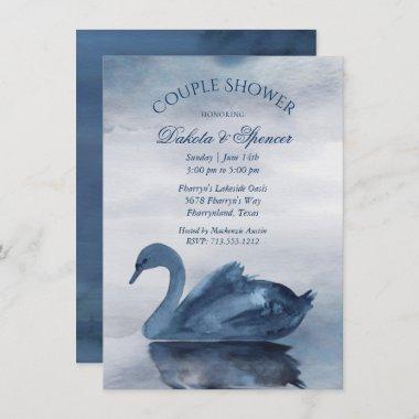 Lake Reflections | Dusty Blue Swan Couple Shower Invitations