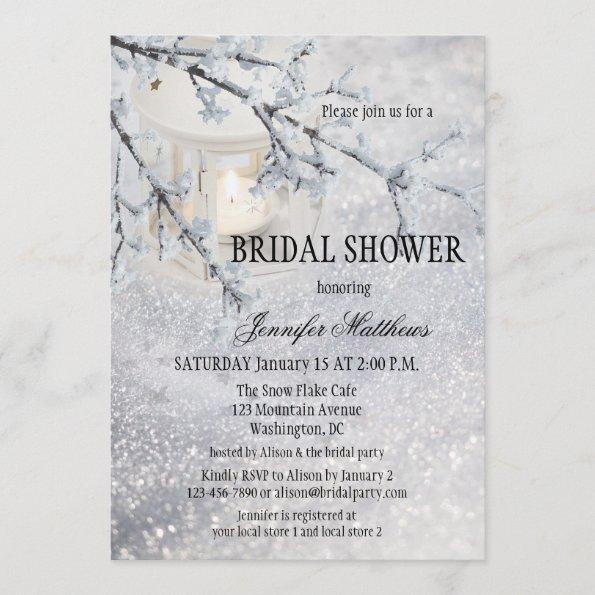 Lantern Snow Winter Bridal Shower Invitations