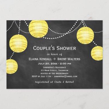 Lanterns on Chalk Couple's Shower Invite in Yellow