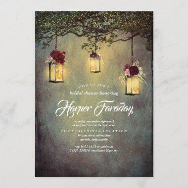 Lanterns Rustic Country Floral Bridal Shower Invitations