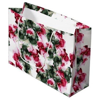Large Gift Bag | Abstract Crimson and Sage Green