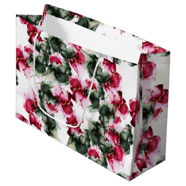 Large Gift Bag | Abstract Crimson and Sage Green