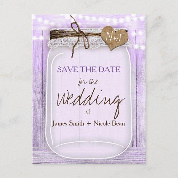 Large Mason Jar Lavender Purple Save the Date Announcement PostInvitations